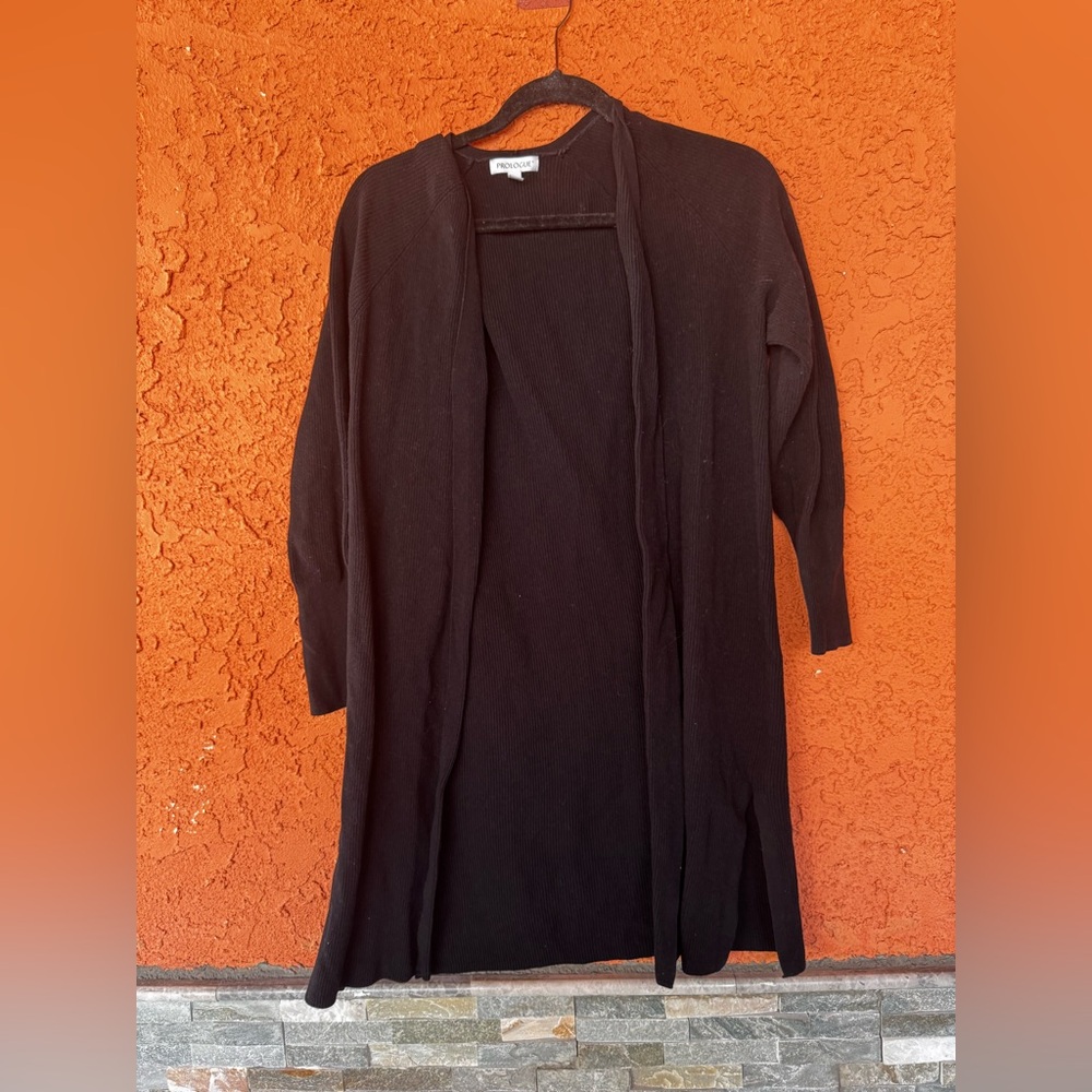 Prologue Black Open Front Cardigan Sweater